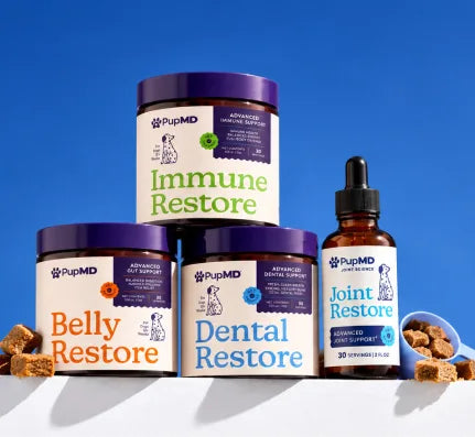 PupMD Immune Restore, Belly Restore, Dental Restore and Joint Restore products