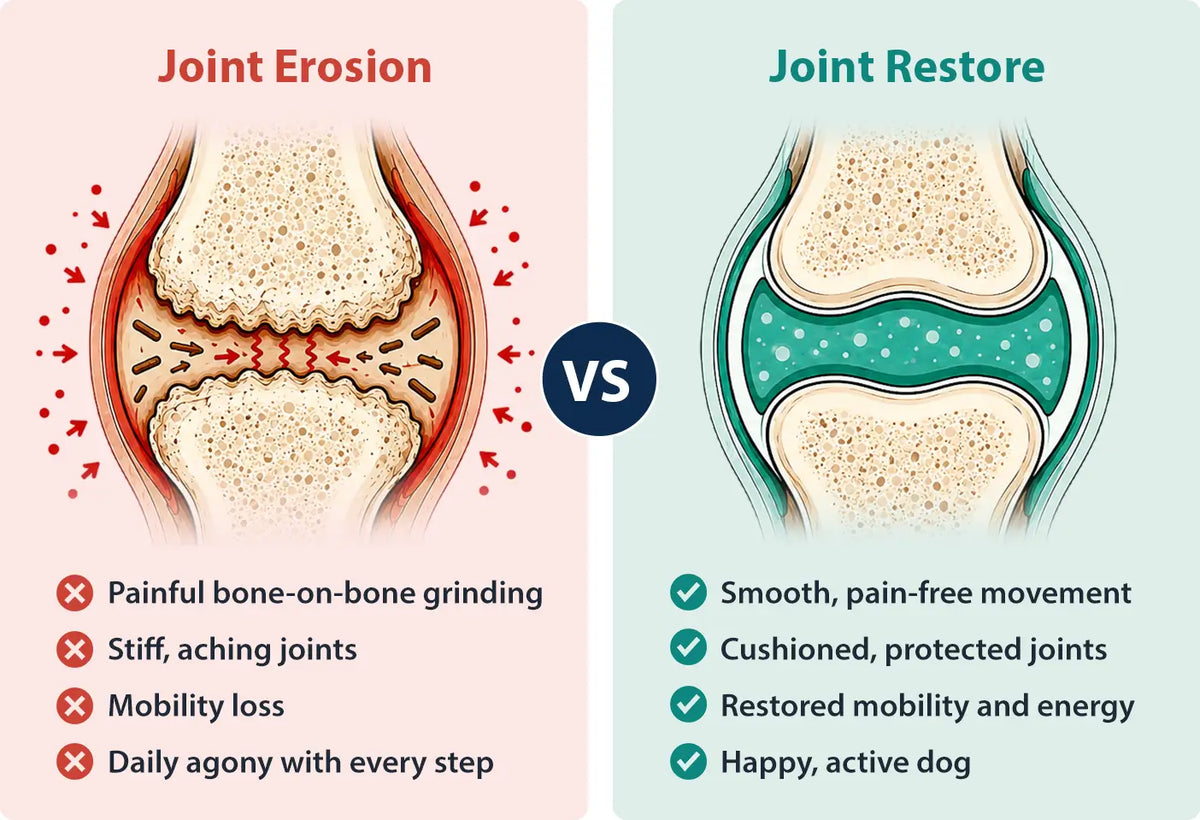 Healthy joint cushion vs drained joint cushion comparison